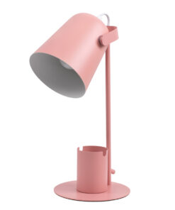 GloboStar® GloboStar® PENCASE 61565 Μοντέρνο Επιτραπέζιο Φωτιστικό Πορτατίφ Μονόφωτο 1 x E27 IP20 Ροζ Μέταλλο - Μ12 x Π15 x Υ38cm