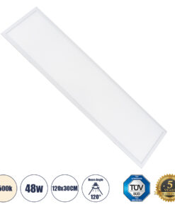GloboStar® GloboStar® 60213 Χωνευτό LED Panel Milky Super Slim 120x30cm 48W 4560lm 120° CRI≥80Ra UGR<19 AC 220-240V IP20 Μ120 x Π30 x Υ1.5cm - Φυσικό Λευκό 4500K - TÜV Certified Driver - 5 Years Warranty