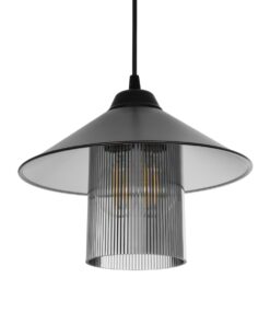 GloboStar® GLOBOSTAR® PROMO 203-0089 Μοντέρνο Κρεμαστό Φωτιστικό Οροφής με Ντουί 1 x E27 AC 220-240V IP20 - Μαύρο & Μαύρο Φιμέ - Μ25.5 x Π25.5 x Υ20cm