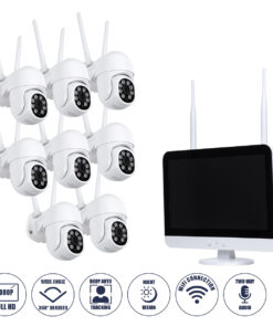 GloboStar® GloboStar® 86042 Ασύρματο Καταγραφικό με Οθόνη - 8 x Camera 2MP 1080P WiFi 360° Μοιρών - Αδιάβροχο IP66 - Νυχτερινή Όραση με LED IR - Διπλή Κατέυθυνση Ομιλίας - Ανιχνευτή Κίνησης - Νυχτερινή Λήψη - Λευκό