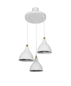 GloboStar® GLOBOSTAR® RADE 203-0128 Μοντέρνο Κρεμαστό Φωτιστικό Οροφής με Ντουί 3 x E27 AC 220-240V IP20 - Λευκό & Χρυσό - Μ40 x Π40 x Υ40cm