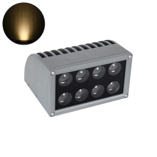 GloboStar® GloboStar® FLOOD-DENA 90485 Επιτοίχιος Προβολέας Wall Washer για Φωτισμό Κτιρίων - Απλίκα & Δαπέδου LED 16W 1440lm 5° DC 24V Αδιάβροχο IP67 Μ15.5 x Π13 x Υ9.1cm Θερμό Λευκό 2700K - Γκρι Ανθρακί - 3 Years Warranty