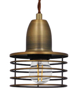 GloboStar® GLOBOSTAR® MANHATTAN 01454 Μοντέρνο Κρεμαστό Φωτιστικό Οροφής με Ντουί 1 x E27 AC 220-240V IP20 - Μπρούτζινο - Μ11 x Π11 x Υ14cm