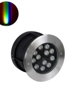 GloboStar® GLOBOSTAR® UNDERWATER-TUNI 90422 Υποβρύχιο Χωνευτό Σποτ για Σιντριβάνια/Πισίνες LED 12W 1020lm 30° DC 24V Αδιάβροχο IP68 RGBW DMX512 Dimmable - Ανοξείδωτο Ατσάλι 304 - Φ18 x Υ11cm - Q17.5 - 3 Χρόνια Εγγύηση