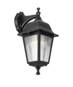 GloboStar® GloboStar® SOLME 203-0211 Vintage Επιτοίχιο Φωτιστικό Φαναράκι Μονόφωτο 1 x E27 IP44 Μαύρο Πλαστικό - Μ15 x Π20 x Υ35cm