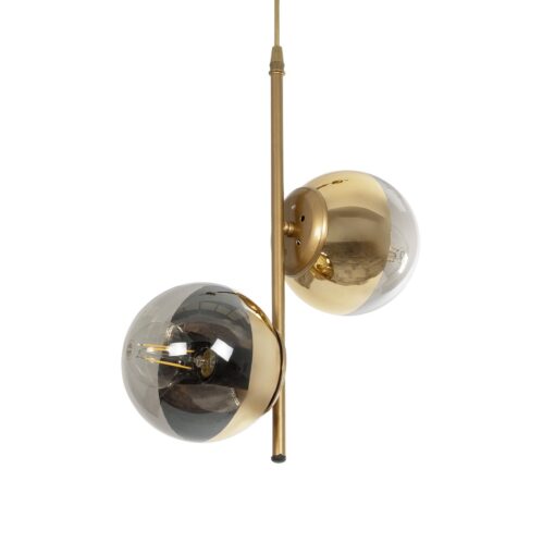 GloboStar® GLOBOSTAR® CITY 202-0044 Μοντέρνο Κρεμαστό Φωτιστικό Οροφής με Ντουί 2 x E27 AC 220-240V IP20 - Χρυσό & Διάφανο - Μ35 x Π16 x Υ42cm