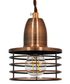 GloboStar® GLOBOSTAR® MANHATTAN 01453 Μοντέρνο Κρεμαστό Φωτιστικό Οροφής με Ντουί 1 x E27 AC 220-240V IP20 - Χάλκινο - Μ11 x Π11 x Υ14cm