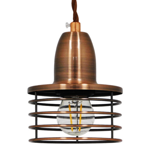 GloboStar® GLOBOSTAR® MANHATTAN 01453 Μοντέρνο Κρεμαστό Φωτιστικό Οροφής με Ντουί 1 x E27 AC 220-240V IP20 - Χάλκινο - Μ11 x Π11 x Υ14cm