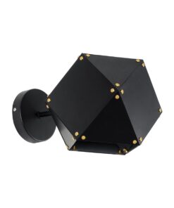 GloboStar® GloboStar® WELLES 00794 Μοντέρνο Επιτοίχιο Φωτιστικό Απλίκα Μονόφωτο 1 x E27 IP20 Μαύρο & Χρυσό Μέταλλο - Μ17 x Π28 x Υ17cm