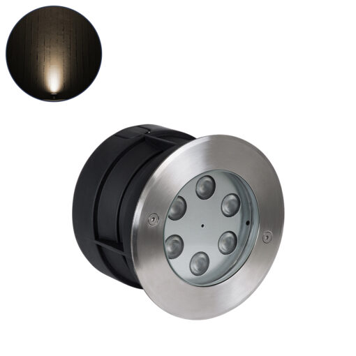 GloboStar® GLOBOSTAR® UNDERWATER-YUNI 90417 Υποβρύχιο Χωνευτό Σποτ για Σιντριβάνια/Πισίνες LED 6W 540lm 30° DC 24V Αδιάβροχο IP68 Θερμό Λευκό 2700K Dimmable - Ανοξείδωτο Ατσάλι 304 - Φ15 x Υ10cm / Q14cm - 3 Χρόνια Εγγύηση