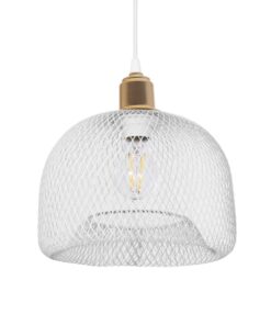 GloboStar® GLOBOSTAR® GLOZIA 201-0017 Μοντέρνο Κρεμαστό Φωτιστικό Οροφής με Ντουί 1 x E27 AC 220-240V IP20 - Λευκό & Χρυσό - Μ25 x Π25 x Υ26cm