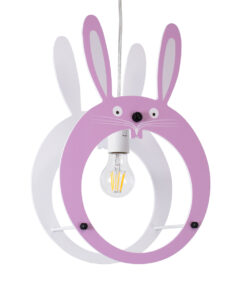 GloboStar® GLOBOSTAR® BUNNY 61577 Παιδικό Κρεμαστό Φωτιστικό Οροφής με Ντουί 1 x E27 AC 220-240V IP20 - Ροζ & Λευκό - Μ27.2 x Π15.5 x Υ40cm