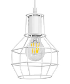 GloboStar® GLOBOSTAR® CAGE 00867 Vintage Κρεμαστό Φωτιστικό Οροφής με Ντουί 1 x E27 AC 220-240V IP20 - Λευκό - Μ15 x Π15 x Υ22cm