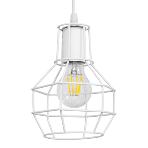 GloboStar® GLOBOSTAR® CAGE 00867 Vintage Κρεμαστό Φωτιστικό Οροφής με Ντουί 1 x E27 AC 220-240V IP20 - Λευκό - Μ15 x Π15 x Υ22cm