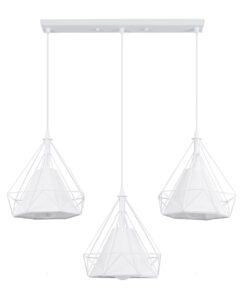 GloboStar® GLOBOSTAR® EIFFEL 61570 Vintage Κρεμαστό Φωτιστικό Οροφής με Ντουί 3 x E27 AC 220-240V IP20 - Λευκό - Μ68 x Π25 x Υ130cm