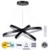 GloboStar® GLOBOSTAR® NEMESIS TRIO 61170-DECO Μοντέρνο Κρεμαστό Φωτιστικό Οροφής LED 120W 14723lm 360° AC 220-240V IP20 Ρυθμιζόμενο Λευκό CCT με Χειριστήριο από 2700K έως 6000K Dimmable - Lumileds SMD Chip - Μαύρο - Μ80 x Π80 x Υ90cm - 3 Χρόνια Εγγύηση