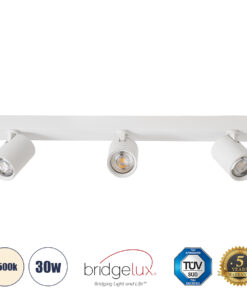 GloboStar® GloboStar® LEONARDO 60349 Μοντέρνο Φωτιστικό Οροφής Ράγα με Κινούμενα Σποτ LED Spot Downlight 30W 3600lm 60° AC 220-240V IP20 Μ52 x Π7 x Υ11.8cm - Λευκό - Φυσικό Λευκό 4500K - Bridgelux COB - 5 Years Warranty