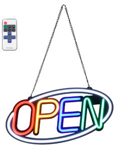 GloboStar® GloboStar® 85858 Φωτιστικό Ταμπέλα Φωτεινή Επιγραφή NEON LED Σήμανσης Animated Ovale OPEN 30W AC 230V με Διακόπτη On/Off και Ασύρματο Χειριστήριο IR Λευκό - Κόκκινο - Πράσινο - Κίτρινο - Γαλάζιο