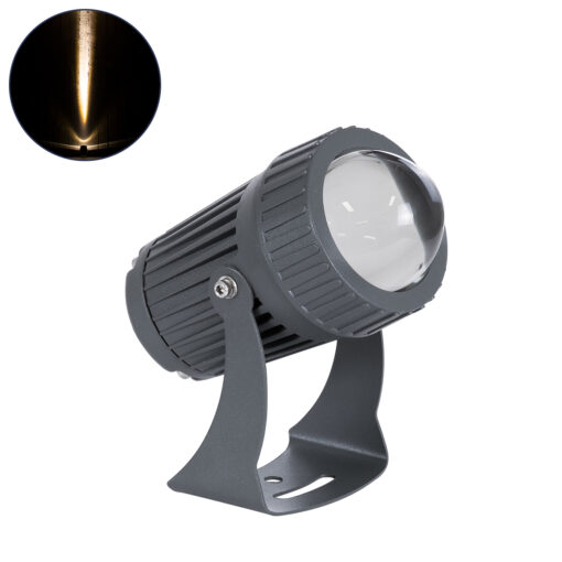 GloboStar® GLOBOSTAR® SPOT-FENIA 90135 Αρχιτεκτονικό Σποτ Φωτισμου LED 10W 1100lm 5° DC 24V Αδιάβροχο IP65 Θερμό Λευκό 2700K Dimmable - Γκρι Ανθρακί - Μ7 x Π7 x Υ12cm - 3 Χρόνια Εγγύηση
