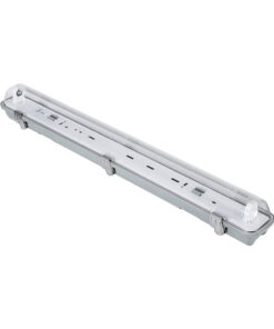 GloboStar® GLOBOSTAR® VIGAS 90610 Γραμμικό Βιομηχανικό Φωτιστικό Σκαφάκι Tri-Proof με Μεταλλικά Clips για 1 x Λάμπα T8 G13 60cm Τύπου Φθορίου LED Τροφοδοσίας Ενός Άκρου 120° AC 220-240V Αδιάβροχο IP65 - Γκρι με Διάφανο Κάλυμμα Πλαστικό PC - Μ66 x Π8 x Υ8cm