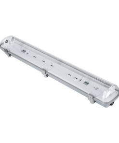 GloboStar® GLOBOSTAR® VIGAS 90611 Γραμμικό Βιομηχανικό Φωτιστικό Σκαφάκι Tri-Proof με Μεταλλικά Clips για 2 x Λάμπες T8 G13 60cm Τύπου Φθορίου LED Τροφοδοσίας Ενός Άκρου 120° AC 220-240V Αδιάβροχο IP65 - Γκρι με Διάφανο Κάλυμμα Πλαστικό PC - Μ66 x Π11.5 x Υ9cm