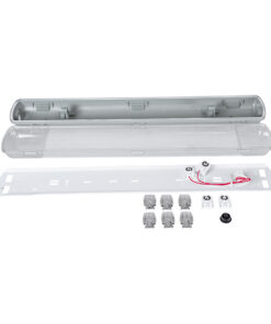 GLOBOSTAR® VIGAS 90611 Γραμμικό Βιομηχανικό Φωτιστικό Σκαφάκι Tri-Proof με Μεταλλικά Clips για 2 x Λάμπες T8 G13 60cm Τύπου Φθορίου LED Τροφοδοσίας Ενός Άκρου 120° AC 220-240V Αδιάβροχο IP65 - Γκρι με Διάφανο Κάλυμμα Πλαστικό PC - Μ66 x Π11.5 x Υ9cm 14 90611 8