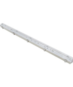 GloboStar® GLOBOSTAR® VIGAS 90612 Γραμμικό Βιομηχανικό Φωτιστικό Σκαφάκι Tri-Proof με Μεταλλικά Clips για 1 x Λάμπα T8 G13 120cm Τύπου Φθορίου LED Τροφοδοσίας Ενός Άκρου 120° AC 220-240V Αδιάβροχο IP65 - Γκρι με Διάφανο Κάλυμμα Πλαστικό PC - Μ126 x Π8 x Υ8.5cm