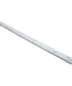 GloboStar® GLOBOSTAR® VIGAS 90614 Γραμμικό Βιομηχανικό Φωτιστικό Σκαφάκι Tri-Proof με Μεταλλικά Clips για 1 x Λάμπες T8 G13 150cm Τύπου Φθορίου LED Τροφοδοσίας Ενός Άκρου 120° AC 220-240V Αδιάβροχο IP65 - Γκρι με Διάφανο Κάλυμμα Πλαστικό PC - Μ156 x Π8 x Υ9cm