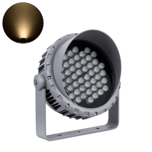 GloboStar® GLOBOSTAR® FLOOD-MENA 90646 Προβολέας Σποτ Wall Washer με Αντιθαμβωτική Γρίλια LED 48W 4320lm 30° AC 220-240V Αδιάβροχο IP65 Θερμό Λευκό 3000K - Ασημί - Μ25 x Π25 x Υ18cm - 3 Χρόνια Εγγύηση