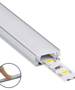 GloboStar® GLOBOSTAR® ALP-LINEAR SURFABO 70805-2M Επιφανειακό Προφίλ Αλουμινίου με Λευκό Γαλακτερό Πατητό Κάλυμμα για Ταινίες LED IP20 - Ασημί & Λευκό - Μ200 x Π1.6 x Υ0.7cm - Πακέτο 5 Τεμαχίων