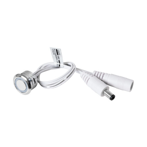 GloboStar® GLOBOSTAR® BUTTON 70790 Φωτιζόμενος Χωνευτός Διακόπτης Αφής On/Off & Push Dimming LED DC 12-24V 1 x 4A 96W Max IP20 Ψυχρό Λευκό 6000K - Μ2 x Π2 x Υ1.2cm - 2 Χρόνια Εγγύηση