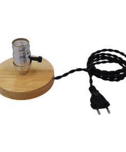 GloboStar® GloboStar® NOX 91046 Μοντέρνο Επιτραπέζιο Φωτιστικό Πορτατίφ Μονόφωτο 1 x E27 IP20 Μπεζ Ξύλο με Ασημί Μέταλλο - Μ12 x Π12 x Υ10.6cm