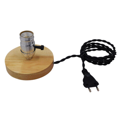 GloboStar® GloboStar® NOX 91046 Μοντέρνο Επιτραπέζιο Φωτιστικό Πορτατίφ Μονόφωτο 1 x E27 IP20 Μπεζ Ξύλο με Ασημί Μέταλλο - Μ12 x Π12 x Υ10.6cm