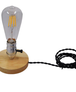 Alternative view of GloboStar® NOX 91046 Μοντέρνο Επιτραπέζιο Φωτιστικό Πορτατίφ Μονόφωτο 1 x E27 IP20 Μπεζ Ξύλο με Ασημί Μέταλλο - Μ12 x Π12 x Υ10.6cm