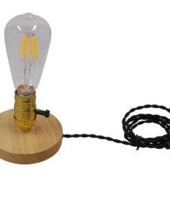 Alternative view of GloboStar® NOX 91047 Μοντέρνο Επιτραπέζιο Φωτιστικό Πορτατίφ Μονόφωτο 1 x E27 IP20 Μπεζ Ξύλο με Χρυσό Μέταλλο - Μ12 x Π12 x Υ10.6cm