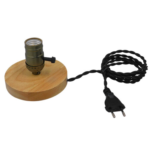 GloboStar® GloboStar® NOX 91048 Μοντέρνο Επιτραπέζιο Φωτιστικό Πορτατίφ Μονόφωτο 1 x E27 IP20 Μπεζ Ξύλο με Μπρούτζινο Μέταλλο - Μ12 x Π12 x Υ10.6cm