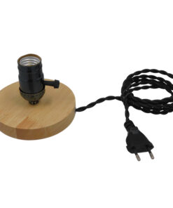 GloboStar® GloboStar® NOX 91049 Μοντέρνο Επιτραπέζιο Φωτιστικό Πορτατίφ Μονόφωτο 1 x E27 IP20 Μπεζ Ξύλο με Μαύρο Μέταλλο - Μ12 x Π12 x Υ10.6cm