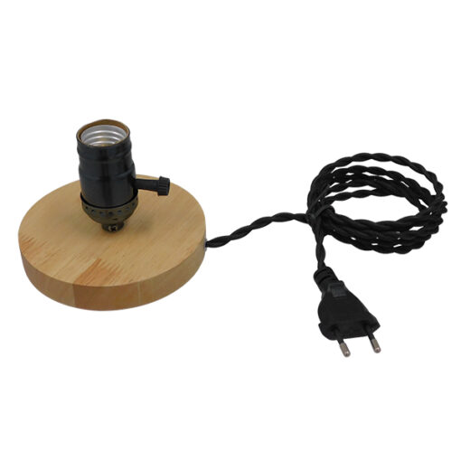 GloboStar® GloboStar® NOX 91049 Μοντέρνο Επιτραπέζιο Φωτιστικό Πορτατίφ Μονόφωτο 1 x E27 IP20 Μπεζ Ξύλο με Μαύρο Μέταλλο - Μ12 x Π12 x Υ10.6cm