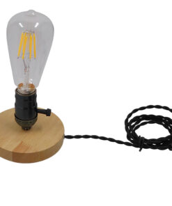 Alternative view of GloboStar® NOX 91049 Μοντέρνο Επιτραπέζιο Φωτιστικό Πορτατίφ Μονόφωτο 1 x E27 IP20 Μπεζ Ξύλο με Μαύρο Μέταλλο - Μ12 x Π12 x Υ10.6cm