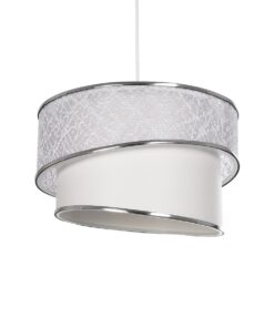 GloboStar® GLOBOSTAR® SONIA 203-0115 Μοντέρνο Κρεμαστό Φωτιστικό Οροφής με Ντουί 1 x E27 AC 220-240V IP20 - Λευκό & Ασημί - Μ30 x Π30 x Υ24cm