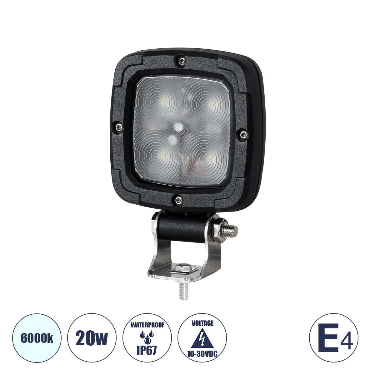 GloboStar® 85427 E4 Mark Vehicle & Forklift Work Lights - Φώτα Εργασίας για Οχήματα Περονοφόρα - Κλάρκ LED 20W DC 10-30V Αδιάβροχο IP67 Ψυχρό Λευκό 6000K Μ14 x Π9.5 x Υ3cm 3 GloboStar® GloboStar® 85427 E4 Mark Vehicle & Forklift Work Lights - Φώτα Εργασίας για Οχήματα Περονοφόρα - Κλάρκ LED 20W DC 10-30V Αδιάβροχο IP67 Ψυχρό Λευκό 6000K Μ14 x Π9.5 x Υ3cm
