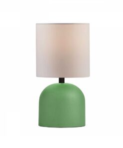 GloboStar® GloboStar® LOREN 204-0136 Μοντέρνο Eπιτραπέζιο Φωτιστικό Μονόφωτο 1 x E27 IP20 Πράσινο Μέταλλο με Μπεζ Ύφασμα - Μ15 x Π15 x Υ31cm