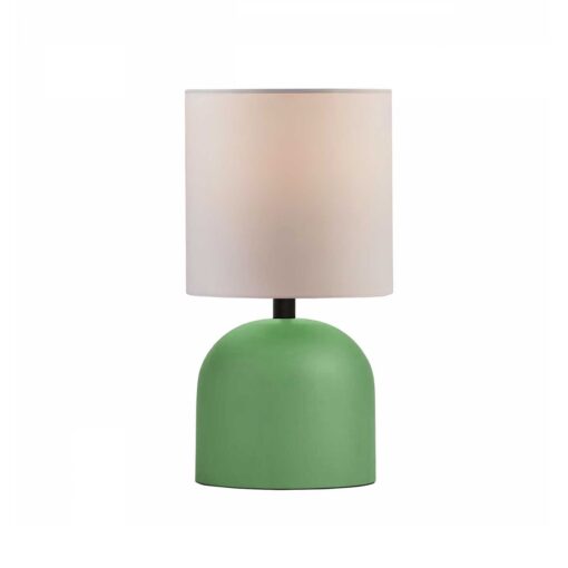 GloboStar® GloboStar® LOREN 204-0136 Μοντέρνο Eπιτραπέζιο Φωτιστικό Μονόφωτο 1 x E27 IP20 Πράσινο Μέταλλο με Μπεζ Ύφασμα - Μ15 x Π15 x Υ31cm