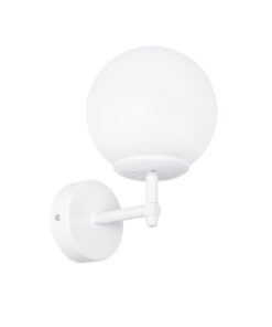 GloboStar® GloboStar® DALPH 203-0030 Vintage Επιτοίχιο Φωτιστικό Απλίκα Μονόφωτο 1 x E27 IP20 Λευκό Μέταλλο με Λευκό Γυαλί - M18 x Π15 x Υ23cm