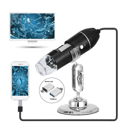 GloboStar® GLOBOSTAR® MICROCAM 79995 Ψηφιακό Ηλεκτρονικό Μικροσκόπιο / Κάμερα 2MP 1600x1200px με x1600 Zoom Mode & 8 LED DC 5V με USB-C IP20 - Μ3.5 x Π3.5 x Υ12cm - 2 Χρόνια Εγγύηση