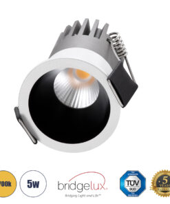 GloboStar® GloboStar® MICRO-S 60235 Χωνευτό LED Spot Downlight TrimLess Φ4cm 5W 625lm 38° AC 220-240V IP20 Φ4 x Υ5.9cm - Στρόγγυλο - Λευκό με Μαύρο Κάτοπτρο - Θερμό Λευκό 2700K - Bridgelux COB - 5 Years Warranty