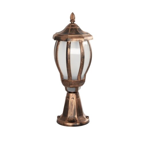 GloboStar® GloboStar® VERDI 203-0235 Vintage Επιδαπέδιο Φωτιστικό Φαναράκι Μονόφωτο 1 x E27 IP44 Χάλκινο & Διάφανο Πλαστικό - Μ18 x Π18 x Υ46cm