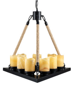 GloboStar® GLOBOSTAR® DOME 10001021 Vintage Κρεμαστό Φωτιστικό Οροφής με Ντουί 9 x E27 AC 220-240V IP20 - Μπεζ & Μαύρο - Μ68 x Π60 x Υ50cm