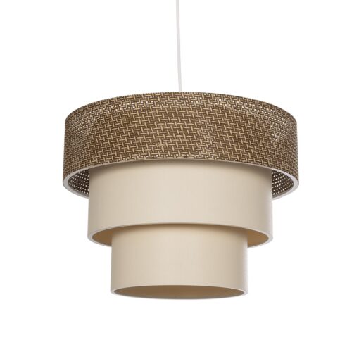 GloboStar® GLOBOSTAR® LEVEL 203-0172 Μοντέρνο Κρεμαστό Φωτιστικό Οροφής με Ντουί 1 x E27 AC 220-240V IP20 - Καφέ & Μπεζ - Μ38 x Π38 x Υ30cm