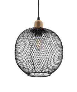 GloboStar® GLOBOSTAR® SOLUX 201-0019 Μοντέρνο Κρεμαστό Φωτιστικό Οροφής με Ντουί 1 x E27 AC 220-240V IP20 - Μαύρο & Χρυσό - Μ25 x Π25 x Υ32cm